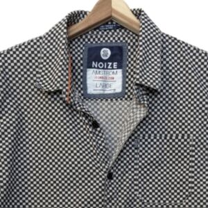 NOIZE Amstrdm Casual Short Sleeve‎ Button Down Checkered Shirt Large